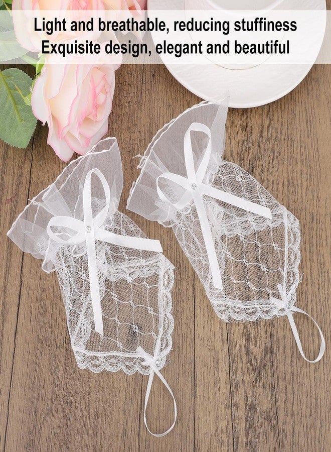 Tarini 1 Pair White Fingerless Lace Gloves with Bow, Elegant Women's Gloves for Wedding Bridal Tea Party Cosplay Masquerade Banquet Formal Outfits - Image 3