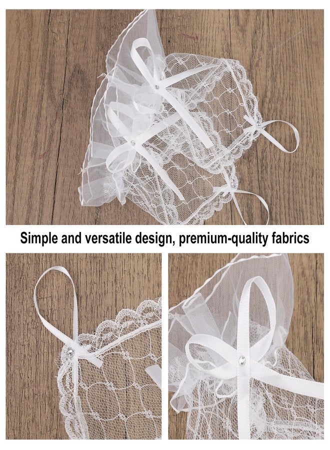 Tarini 1 Pair White Fingerless Lace Gloves with Bow, Elegant Women's Gloves for Wedding Bridal Tea Party Cosplay Masquerade Banquet Formal Outfits - Image 4