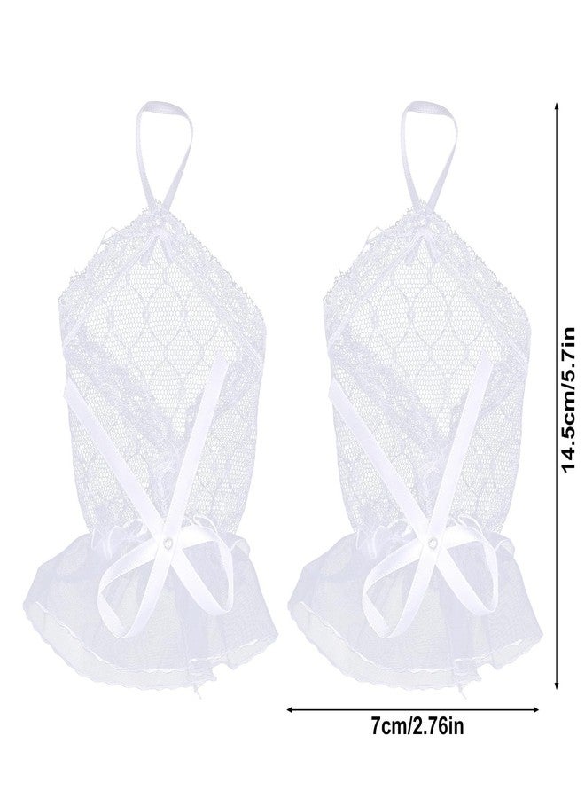 Tarini 1 Pair White Fingerless Lace Gloves with Bow, Elegant Women's Gloves for Wedding Bridal Tea Party Cosplay Masquerade Banquet Formal Outfits - Image 2