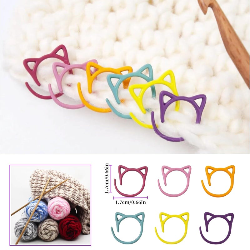 Hilsayum Cat Stitch Markers for Crocheting,Crochet Stitch Markers Cat Metal Stitch Markers Multicolor Knitting Stitch Markers Crochet Markers Ring - Image 4