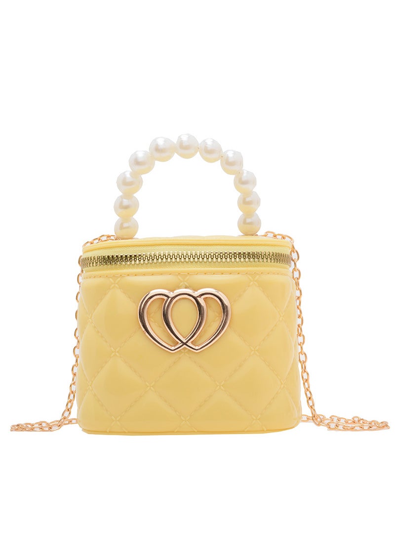 Generic Fashionable 2024 New Childrens Handbag Pearl Small Size Womens Backpack Spring Summer Jelly Makeup Bag Motorcycle Equipment Ac Yellow 