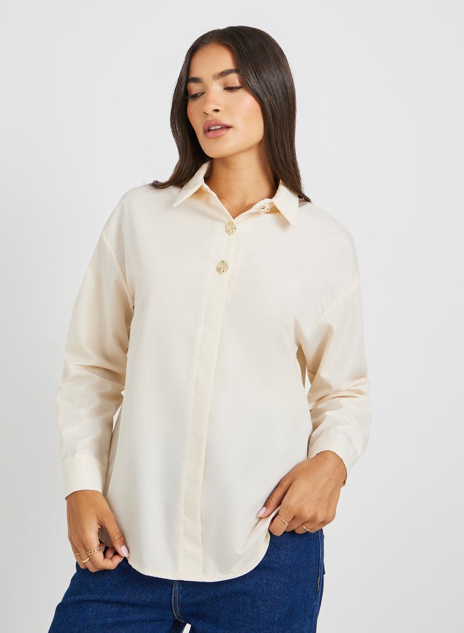 ستايلي قميص بأزرار واسع بياقة عريضة - Image 2