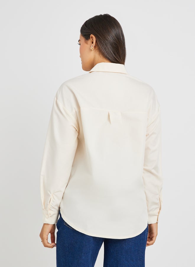 ستايلي قميص بأزرار واسع بياقة عريضة - Image 5