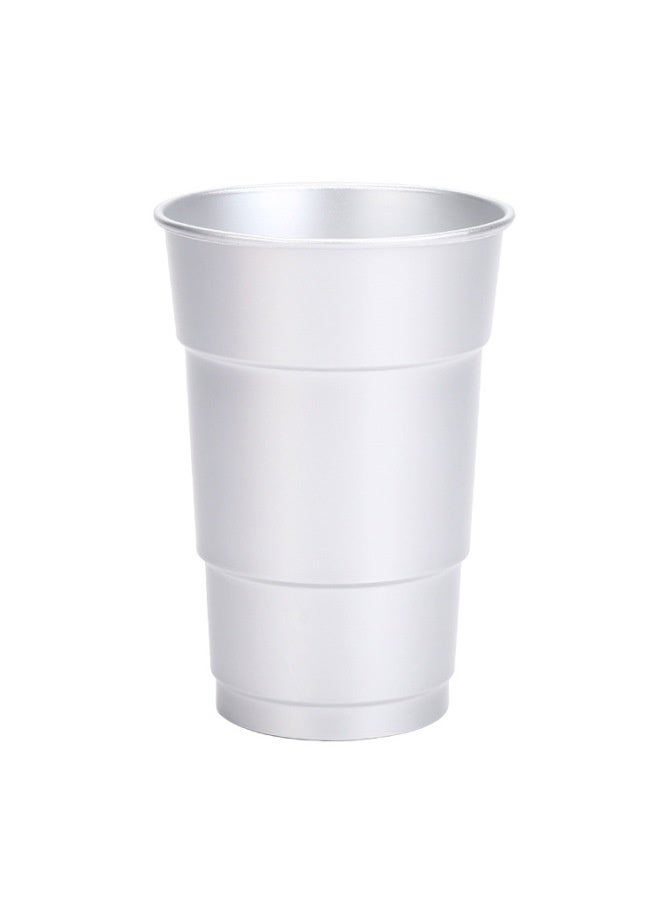 Matte Brushed Alumina Cup Outdoor Crimped Beer Cup Printable Logo Reusable Food Grade Aluminum Cup-Color:Silver-Capacity:500ml - Image 1