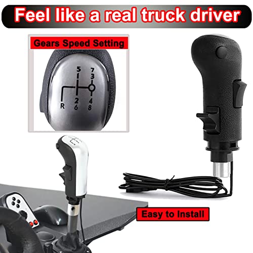 Obokidly USB Gearshift Knob Support G29 G920 G27 for Simracing Game Sim Rig ETS2&ATS Games Euro Truck Simulator Shifter (Blck-Gear Shift Shifter Knob) - Image 5