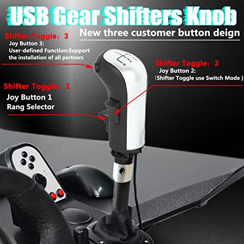 Obokidly USB Gearshift Knob Support G29 G920 G27 for Simracing Game Sim Rig ETS2&ATS Games Euro Truck Simulator Shifter (Blck-Gear Shift Shifter Knob) - Image 2