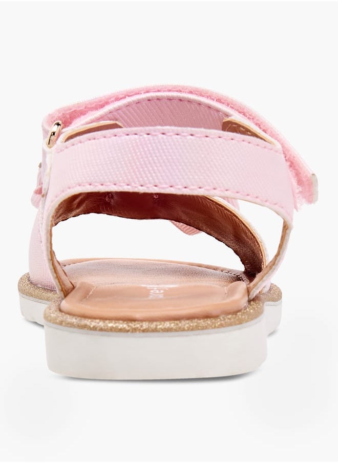 Barefeet - Girls Bow Embellished Flat Sandals with Hook and Loop Closure - Image 1