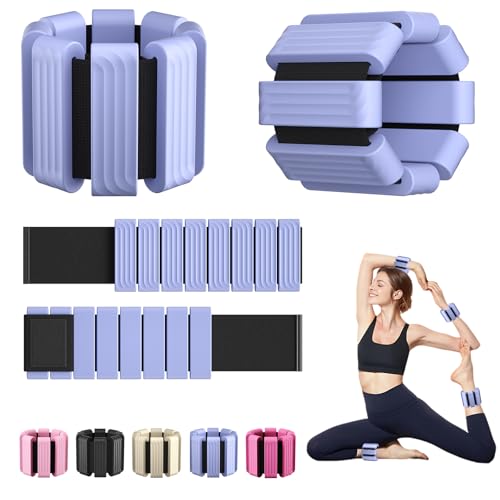 PENOMO Pilates Wrist and Ankle Weights for Women - Adjustable Weighted Bangles for Men, 2 lbs Weighted Arm Bands Foot Leg Weights for Walking, Yoga, Training, Exercise, Running, Set of 2 (1LB Each) (Blue) - Image 1