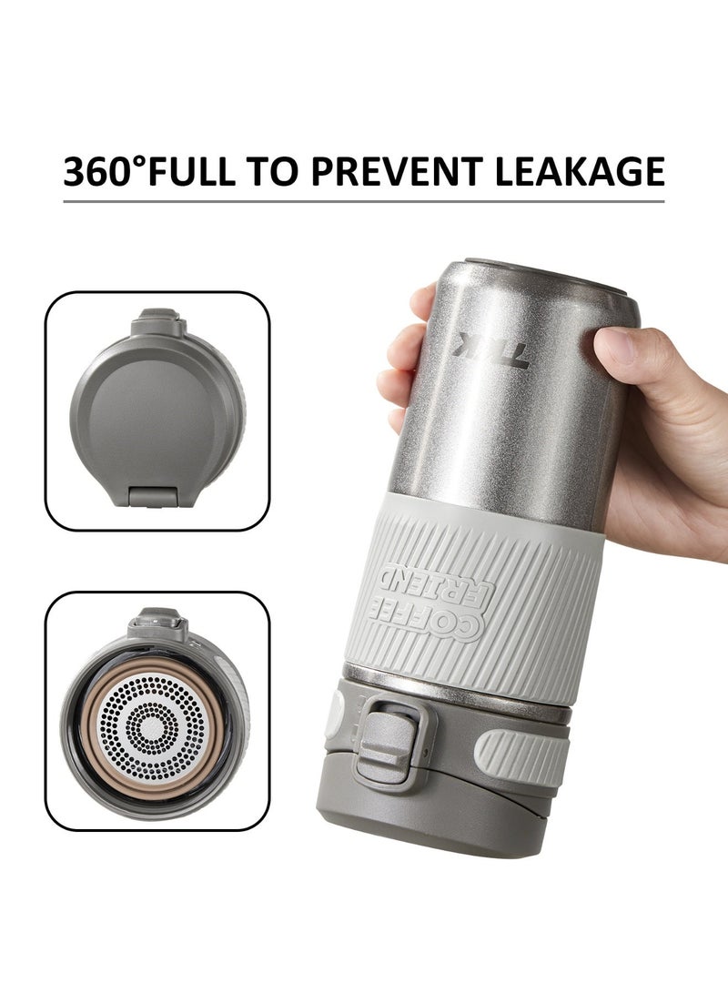 TKK 450ml Stainless Steel Coffee thermos 316 with Anti Scalding Silicone Head Case Keep Temperature For 6 to 12 Hours| Silver - Image 2