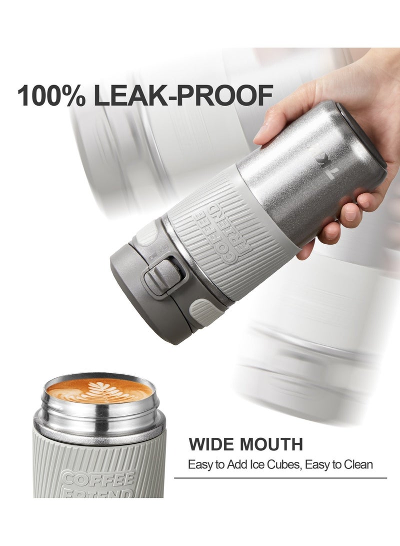 TKK 450ml Stainless Steel Coffee thermos 316 with Anti Scalding Silicone Head Case Keep Temperature For 6 to 12 Hours| Silver - Image 3
