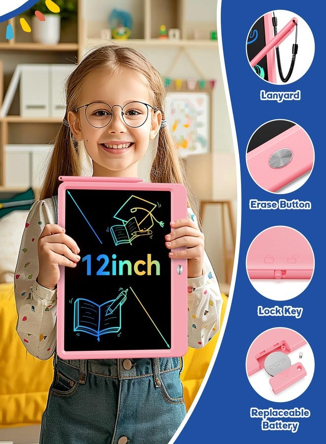 Bravokids 12 Inch LCD Writing Tablet for 3 Year Olds - Electronic Drawing Pad and Doodle Board as Educational Birthday Gifts for Girls and Boys (Pink) - Image 4