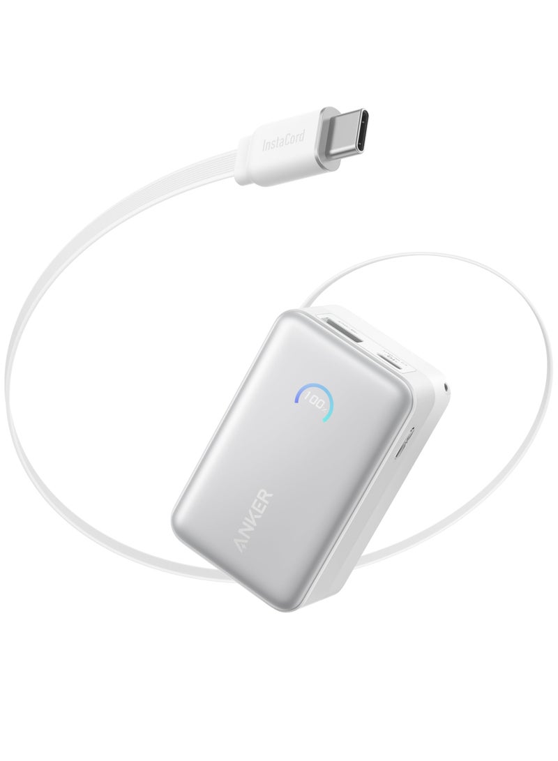 Anker Nano Power Bank, 10,000mAh Portable Charger with 2.3 ft InstaCord Retractable Cable, 45W Max Compact Battery Pack, Smart Display, for iPhone 16 Series, iPad, Galaxy, Pixel, and More - Image 1