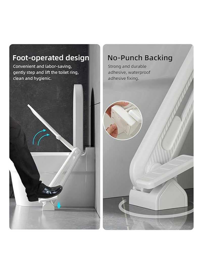 ايكانبو رافعة مقعد المرحاض بدواسة القدم، رافعة مقعد المرحاض بدواسة، تجنب ملامسة اليد لمنع نمو البكتيريا، تجنب الانحناء، ملحقات مرحاض الحمام (أبيض) - Image 2