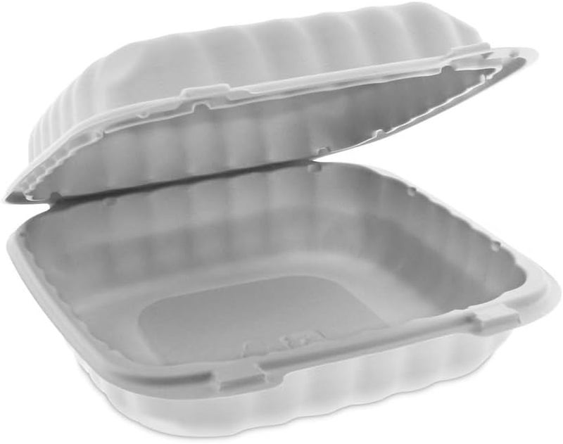 Pactiv EarthChoice SmartLock Polypropylene Standard Square Food Container White, 32 fl-oz. | 200/Case - Image 1
