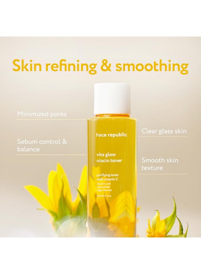 Face Republic Vita Glow Niacin Toner 160Ml 5.41 Fl Oz | Vitamin Complex | Vitalizing & Purifying | Radiant Glow For Dull Skin | 7 Hyaluronic Acids, Vitamin C, Niacinamide | Vegan Korean Skincare - Image 2