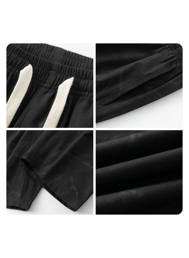 Pull Back Warrior Casual Pants Men American Dirty Pants Summer Loose Breathable Tie-dye Pants Men Retro Curved Knife Pants Black 4XL - Image 3