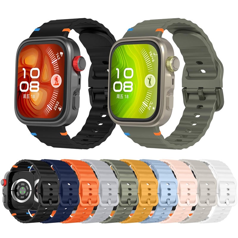 For Huawei Watch Fit 4 Pro / Fit 4 / Fit 3 Wave Texture Stitched Color Buckle Silicone Watch Band(Pink) - Image 5