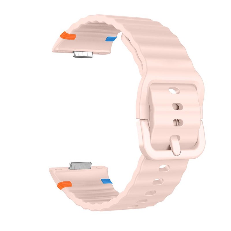For Huawei Watch Fit 4 Pro / Fit 4 / Fit 3 Wave Texture Stitched Color Buckle Silicone Watch Band(Pink) - Image 3