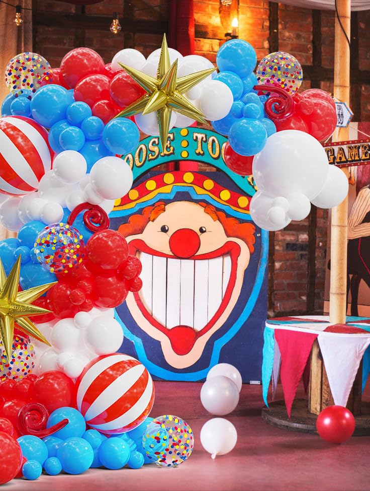 EASUTE Cat Hat Themed Party Decorations 135PCS Red Blue White Balloon Arch Garland Kit Thing 1 and Thing 2 Birthday Party Decoration Dr Baby Shower Decorations - Image 3