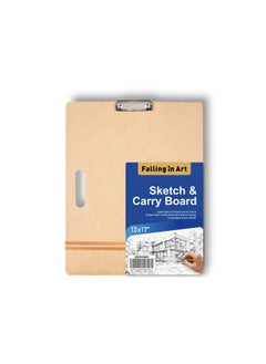 Falling in Art 13x17 Sketch Board, Drawing Tote Board for Artists with Sturdy Clip and Rubber Bands, Portable Art Clipboard for Classroom and Studio Drawing