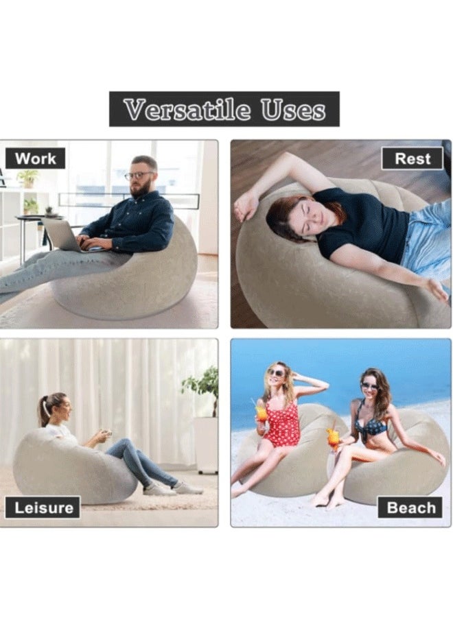 Berma Baby - 2 Pcs Inflatable Sofa with Air Pump Bean Bag Inflatable Lounge Chair Inflatable Lazy Sofa Folding Portable Inflatable Chair for Living Room Bedroom Balcony Reading (Brown) - Image 1