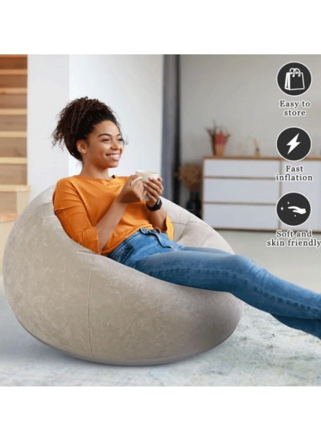 Berma Baby - 2 Pcs Inflatable Sofa with Air Pump Bean Bag Inflatable Lounge Chair Inflatable Lazy Sofa Folding Portable Inflatable Chair for Living Room Bedroom Balcony Reading (Brown) - Image 1