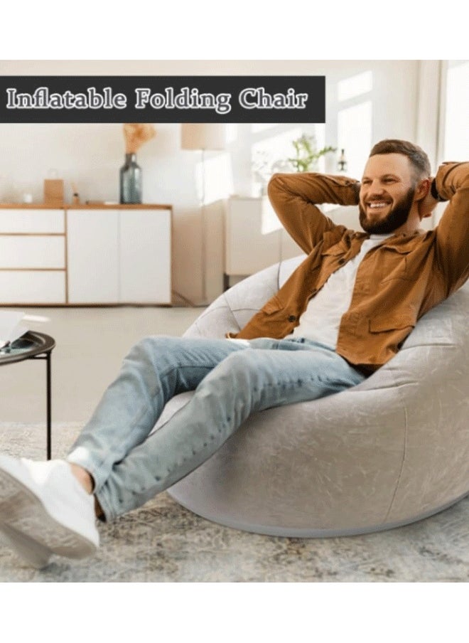 Berma Baby - 2 Pcs Inflatable Sofa with Air Pump Bean Bag Inflatable Lounge Chair Inflatable Lazy Sofa Folding Portable Inflatable Chair for Living Room Bedroom Balcony Reading (Brown) - Image 1