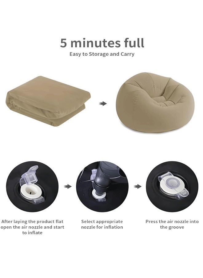 Berma Baby - 2 Pcs Inflatable Sofa with Air Pump Bean Bag Inflatable Lounge Chair Inflatable Lazy Sofa Folding Portable Inflatable Chair for Living Room Bedroom Balcony Reading (Brown) - Image 1