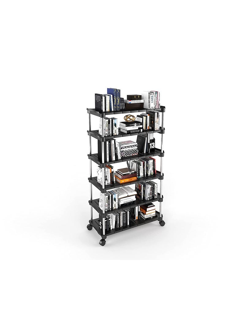 ROLLYWARE ROLLYWARE Super Smart Stackable and Durable Easy to Assemble Space Saving Wardrobe Organizer Shoe RackBook stand 6 SHELVE BLACK  - Image 3