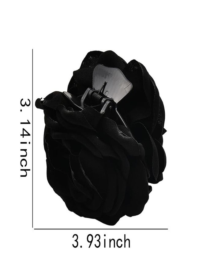 Sisadodo Black Rose Hair Clip Claw for Women Girls Hawaiian Flower Hair Clip Barrettes Strong Hold Floral Hair Claw Clamps Beach Holiday Hair Accessories for Women Non Slip Flowers Hairpin Hairclip - Image 2