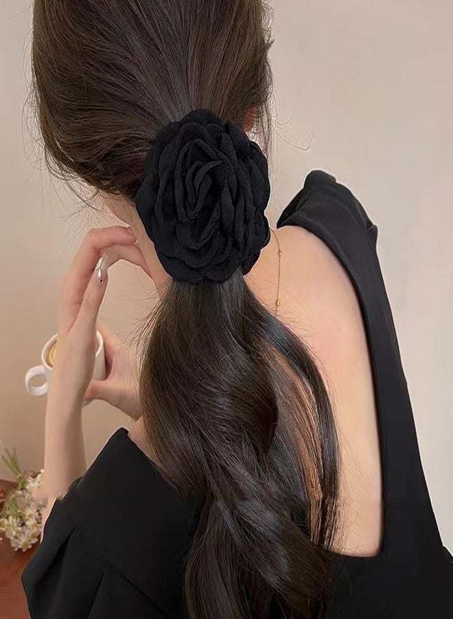 Sisadodo Black Rose Hair Clip Claw for Women Girls Hawaiian Flower Hair Clip Barrettes Strong Hold Floral Hair Claw Clamps Beach Holiday Hair Accessories for Women Non Slip Flowers Hairpin Hairclip - Image 3
