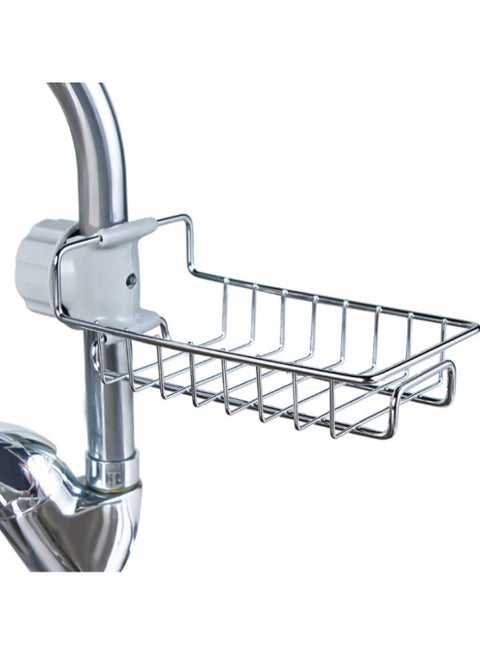 حامل إسفنج الحوض، رف تخزين سطح واحد من الفولاذ المقاوم للصدأ، منظم مطبخ لقطعة القماش وفرشاة التنظيف، حامل صابون منظم للاستحمام للحمام أو المطبخ