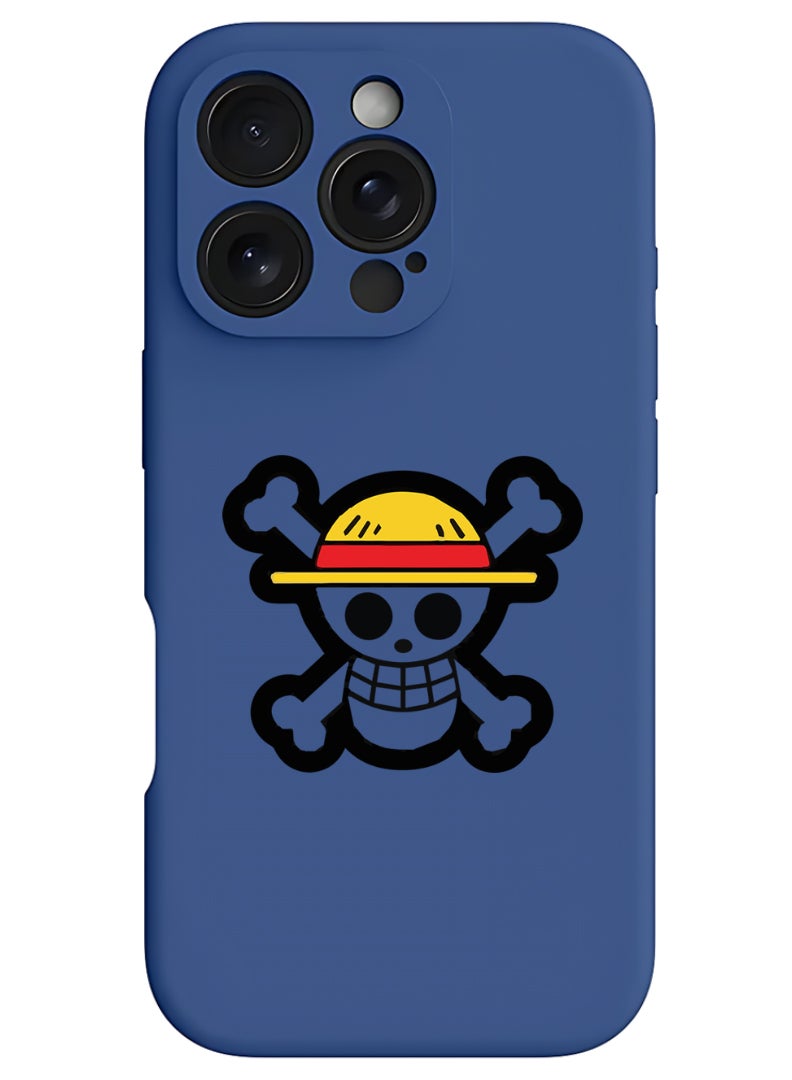 Theodor iPhone 16 Pro Blue Protective Slim Fit Case Liquid Silicone Cover with Full Body Protection Anti-Scratch Shockproof Case For iPhone - Skull - Image 1