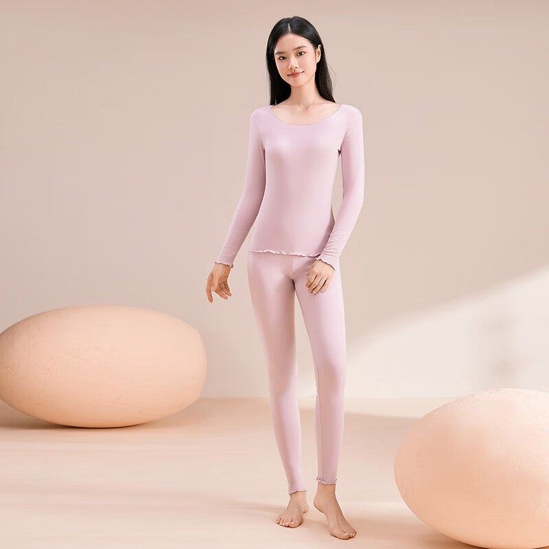 FENTENGCARE طقم ملابس داخلية نسائية حرارية ، 7A مضاد للجراثيم سليم مناسب للبشرة طبقة أساسية أعلى وأسفل ، ملابس الخريف ، هدية عيد الميلاد - Image 3