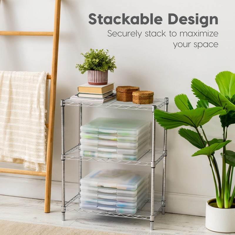 IRIS USA Fits 12" x 12" Paper, 10 Pack Thin Portable Plastic Scrapbook Paper Storage Cases with Built-in Handle for Art and Craft Supplies, Office Document, Stationery, Photo, Vinyl, Notebook, Clear - Image 4