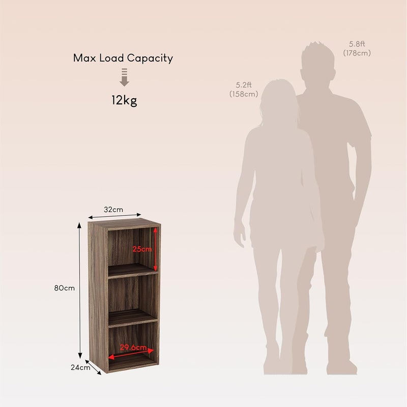Vida Designs Oxford 3 Tier Cube Bookcase, Walnut - Image 2