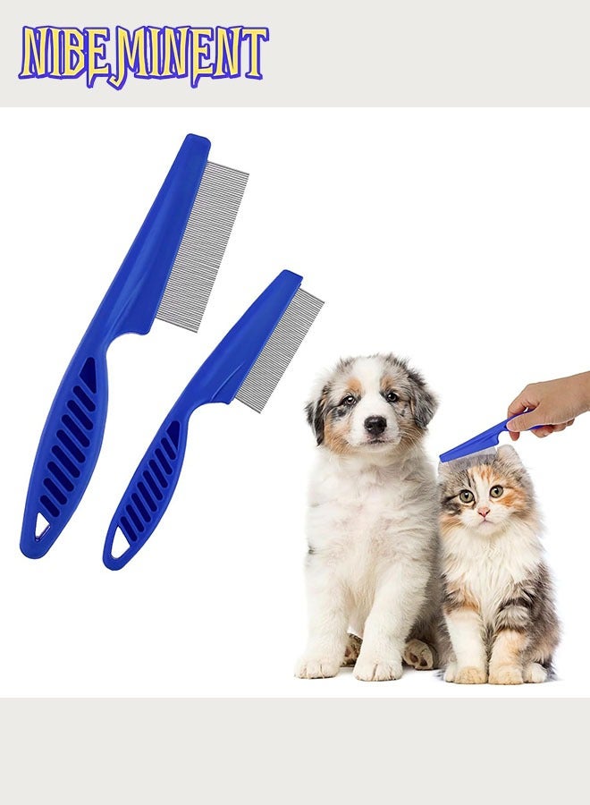 NIBEMINENT 6-Pack Flea Tick Comb, Stainless Steel Round Teeth Dog and Cat Grooming Comb, Double-Sided Professional Pet Tear Stain Remover, Shedding Tool for Small, Medium and Large Pets - Image 2