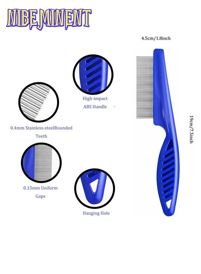 NIBEMINENT 6-Pack Flea Tick Comb, Stainless Steel Round Teeth Dog and Cat Grooming Comb, Double-Sided Professional Pet Tear Stain Remover, Shedding Tool for Small, Medium and Large Pets - Image 3