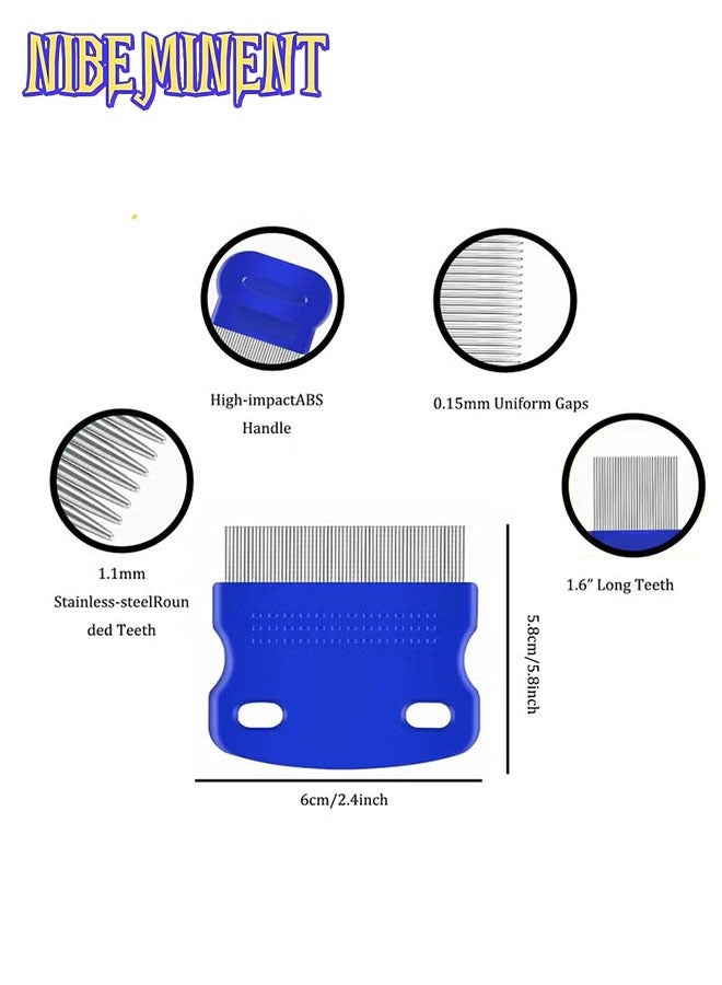 NIBEMINENT 6-Pack Flea Tick Comb, Stainless Steel Round Teeth Dog and Cat Grooming Comb, Double-Sided Professional Pet Tear Stain Remover, Shedding Tool for Small, Medium and Large Pets - Image 5