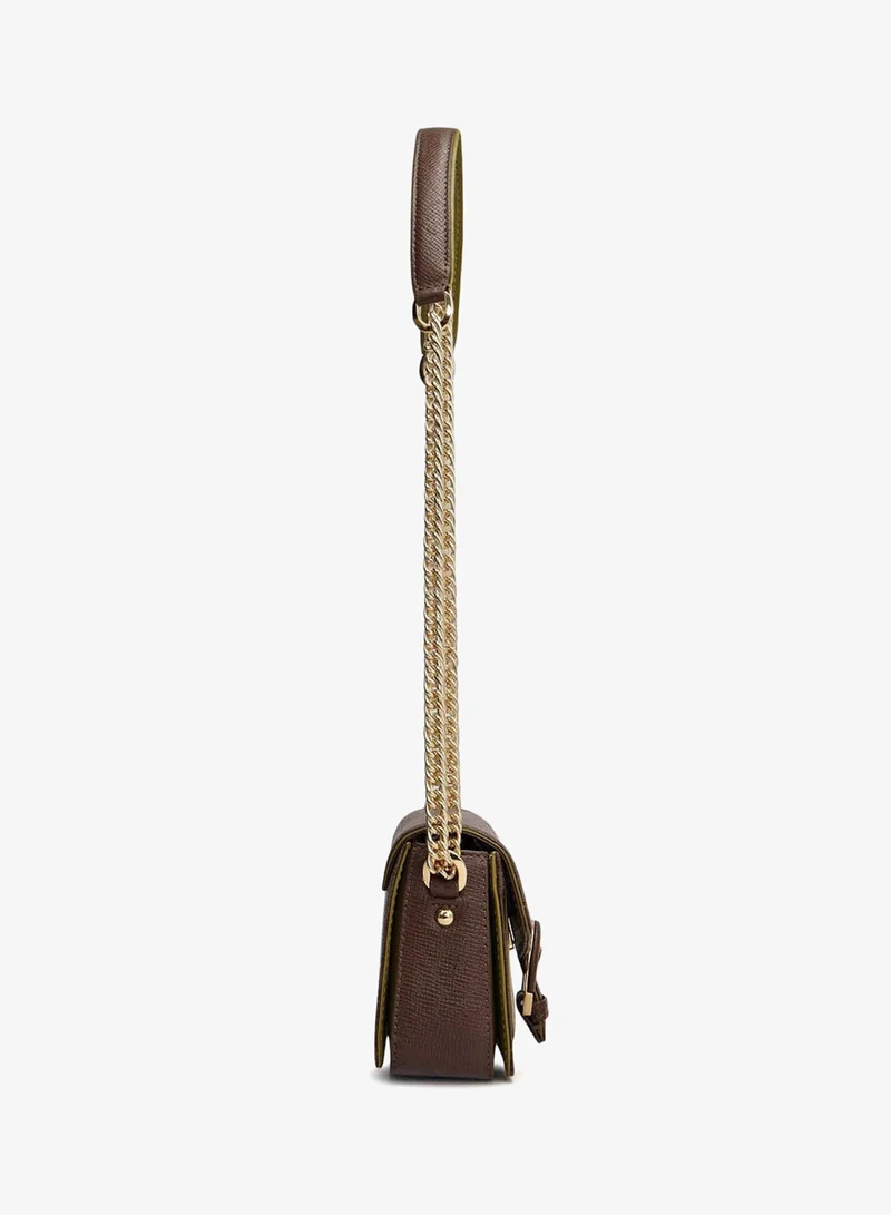 Da Milano  Small Monogram Leather Sling - Walnut & Lime  | Best Price UAE