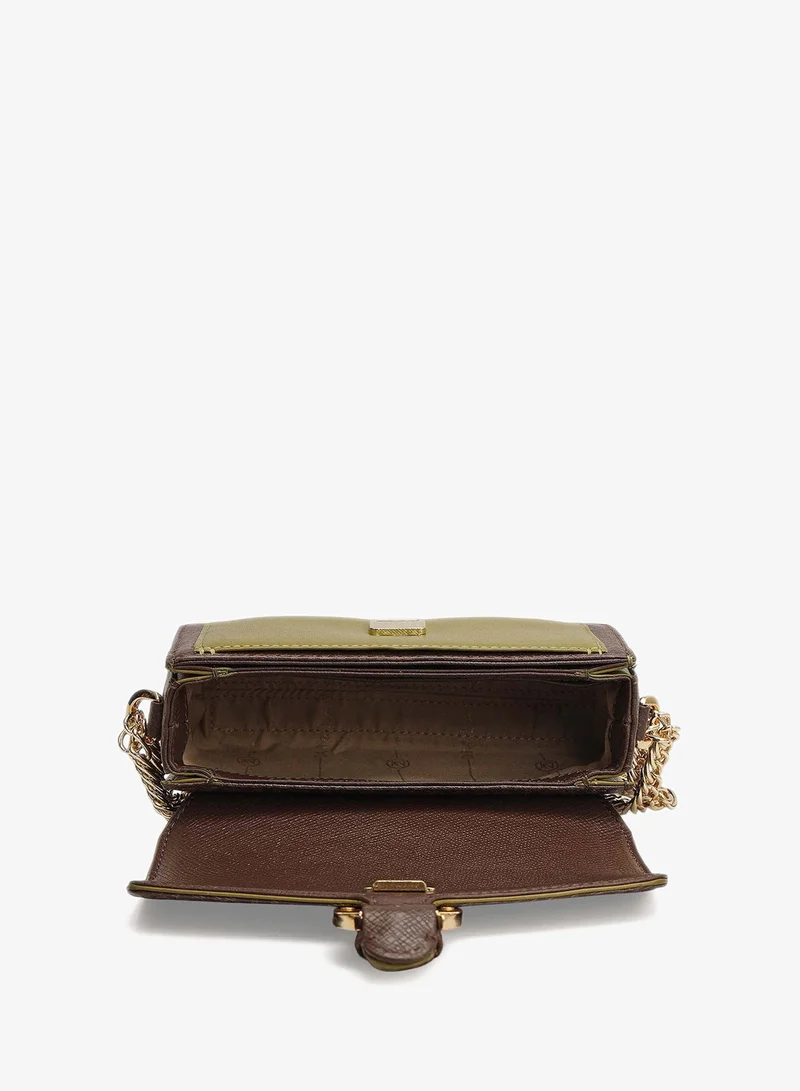 Da Milano  Small Monogram Leather Sling - Walnut & Lime  | Best Price UAE