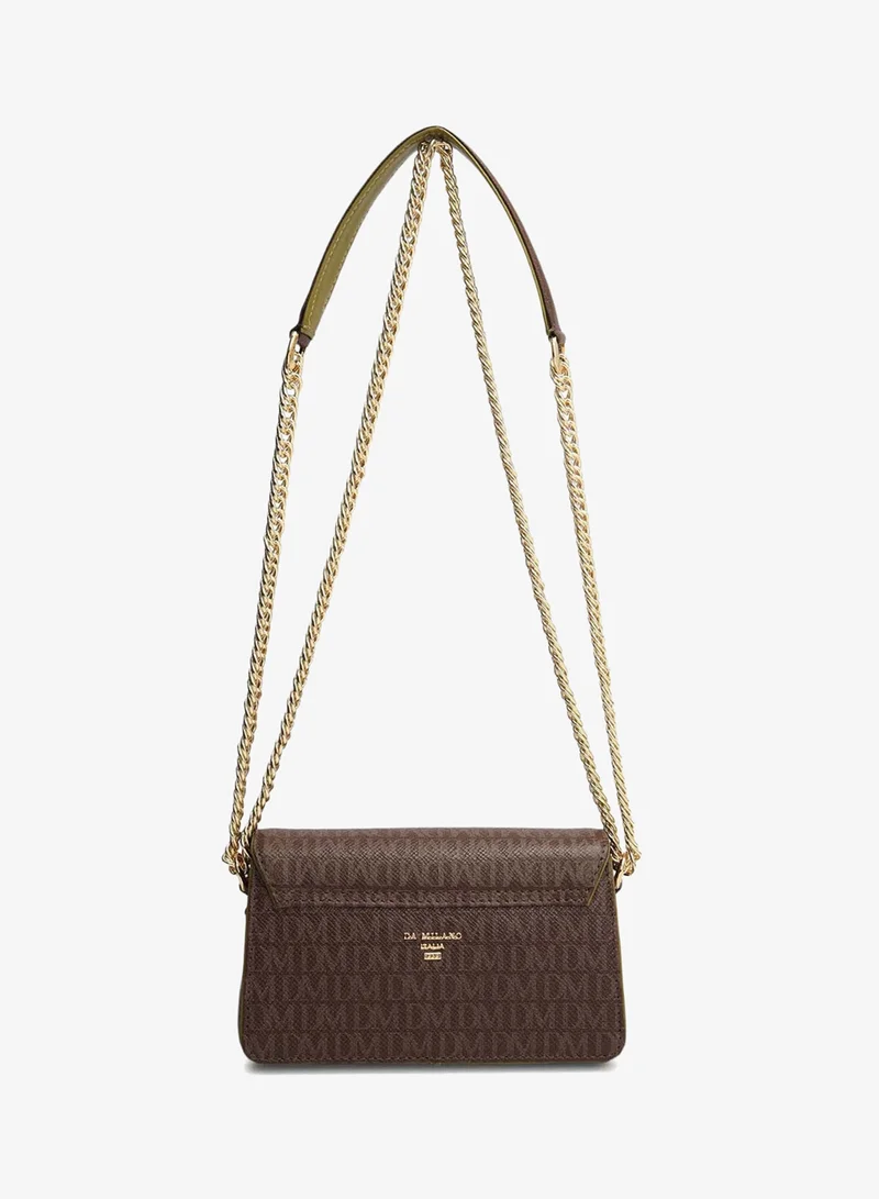 Da Milano  Small Monogram Leather Sling - Walnut & Lime  | Best Price UAE