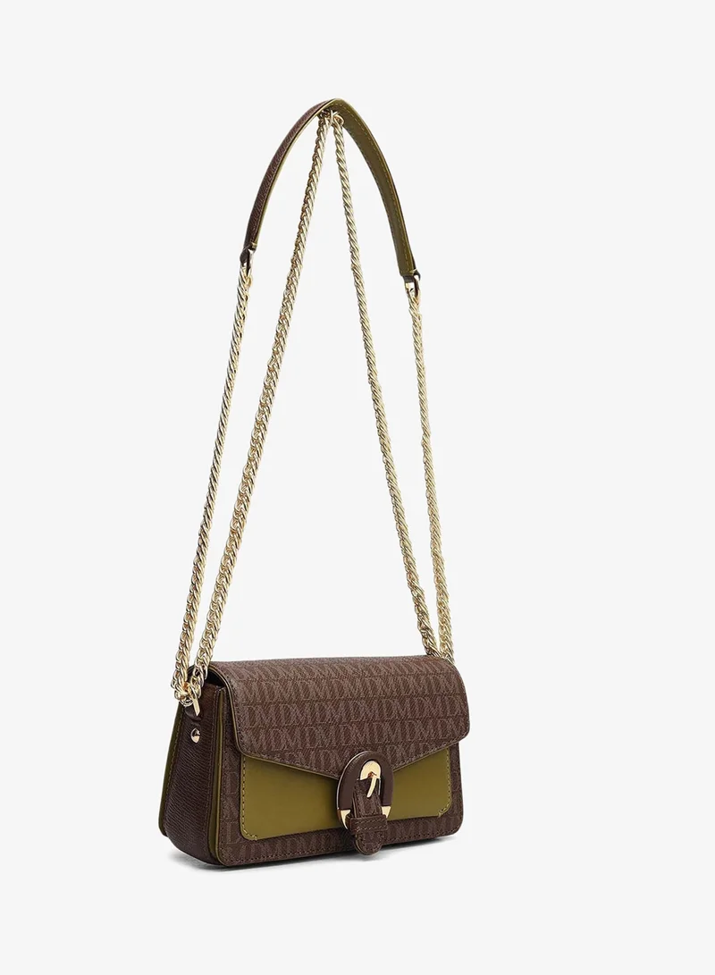 Da Milano  Small Monogram Leather Sling - Walnut & Lime  | Best Price UAE