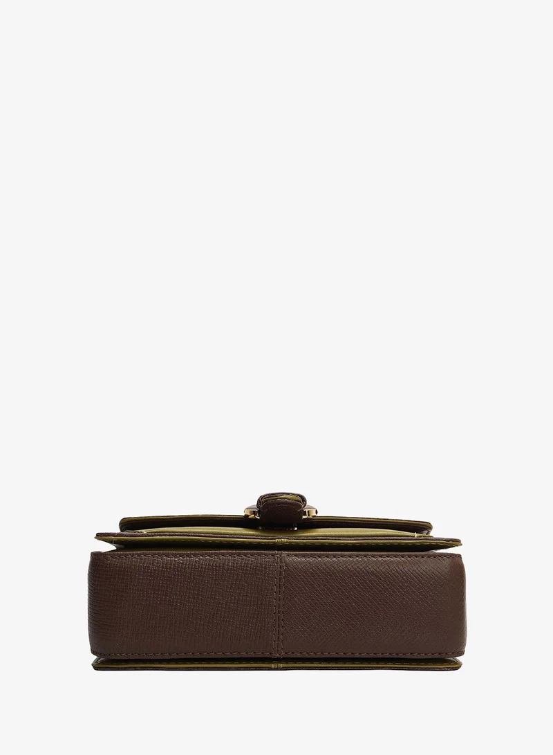 Da Milano  Small Monogram Leather Sling - Walnut & Lime  | Best Price UAE