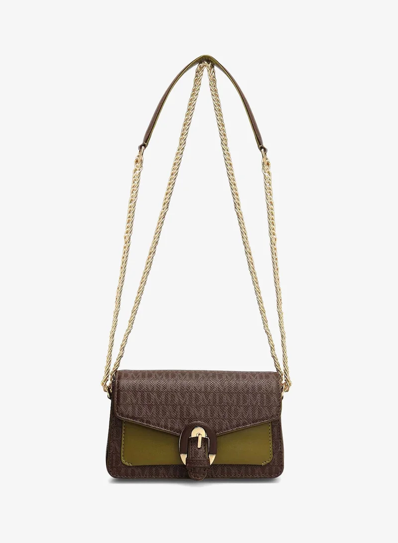 Small Monogram Leather Sling - Walnut & Lime