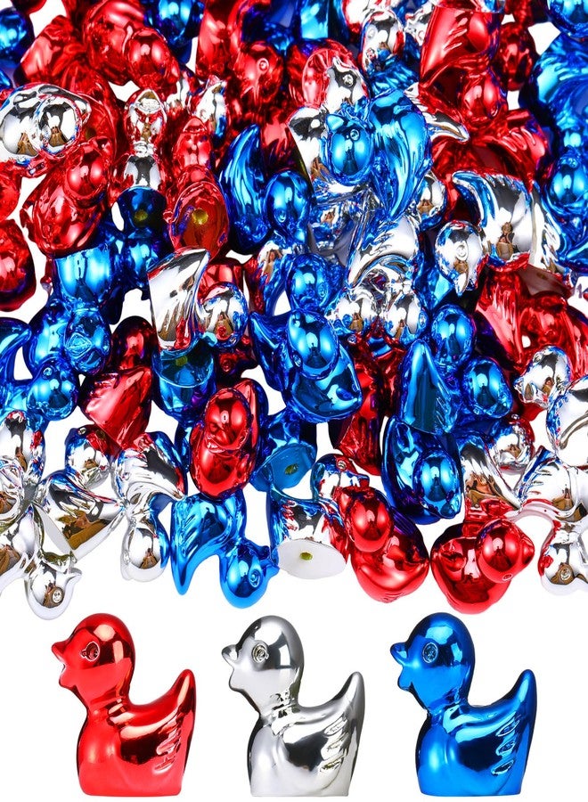 Blueweenly 100 Pcs Shiny Patriotic Mini Duck Figures Colorful Independence Day Duck Decor Micro Landscape Aquarium Garden Hide and Seek 4th of July Decoration Charm for Party Gift(Red, White, Blue) - Image 1