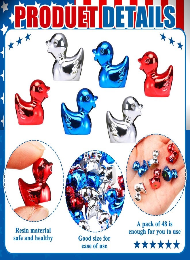 Blueweenly 100 Pcs Shiny Patriotic Mini Duck Figures Colorful Independence Day Duck Decor Micro Landscape Aquarium Garden Hide and Seek 4th of July Decoration Charm for Party Gift(Red, White, Blue) - Image 4