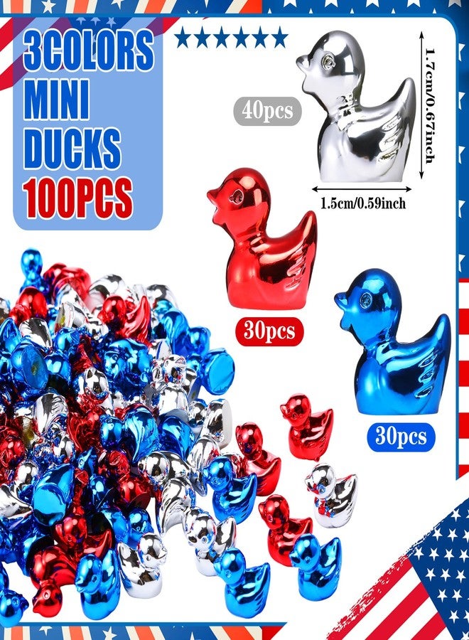 Blueweenly 100 Pcs Shiny Patriotic Mini Duck Figures Colorful Independence Day Duck Decor Micro Landscape Aquarium Garden Hide and Seek 4th of July Decoration Charm for Party Gift(Red, White, Blue) - Image 3
