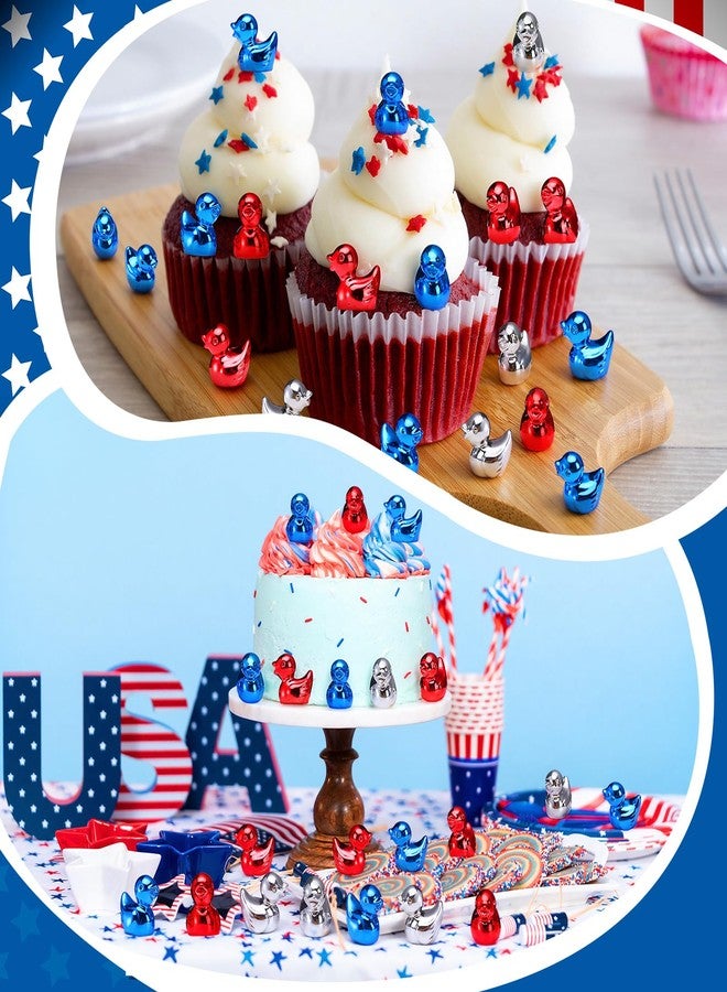 Blueweenly 100 Pcs Shiny Patriotic Mini Duck Figures Colorful Independence Day Duck Decor Micro Landscape Aquarium Garden Hide and Seek 4th of July Decoration Charm for Party Gift(Red, White, Blue) - Image 2