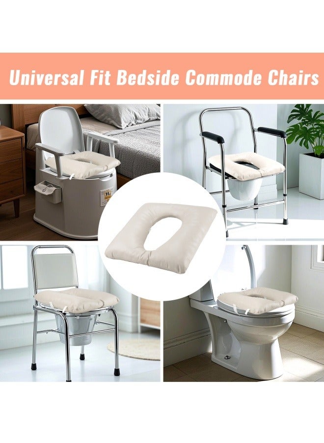 Bedside Commode Cushion, Seniors Portable Seat Cushion for Toilet/Shower/Bedside, Universal Fit Commode Padded Seat for Elderly, Seats Pad Cover Toilet Seats 17x17 with Fixing Straps - Image 4
